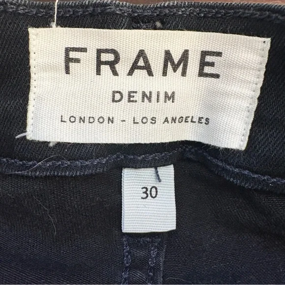 FRAME Denim Le High Flare Black Wash Jeans Womens 30 Lightly Distressed Grunge - Picture 3 of 13
